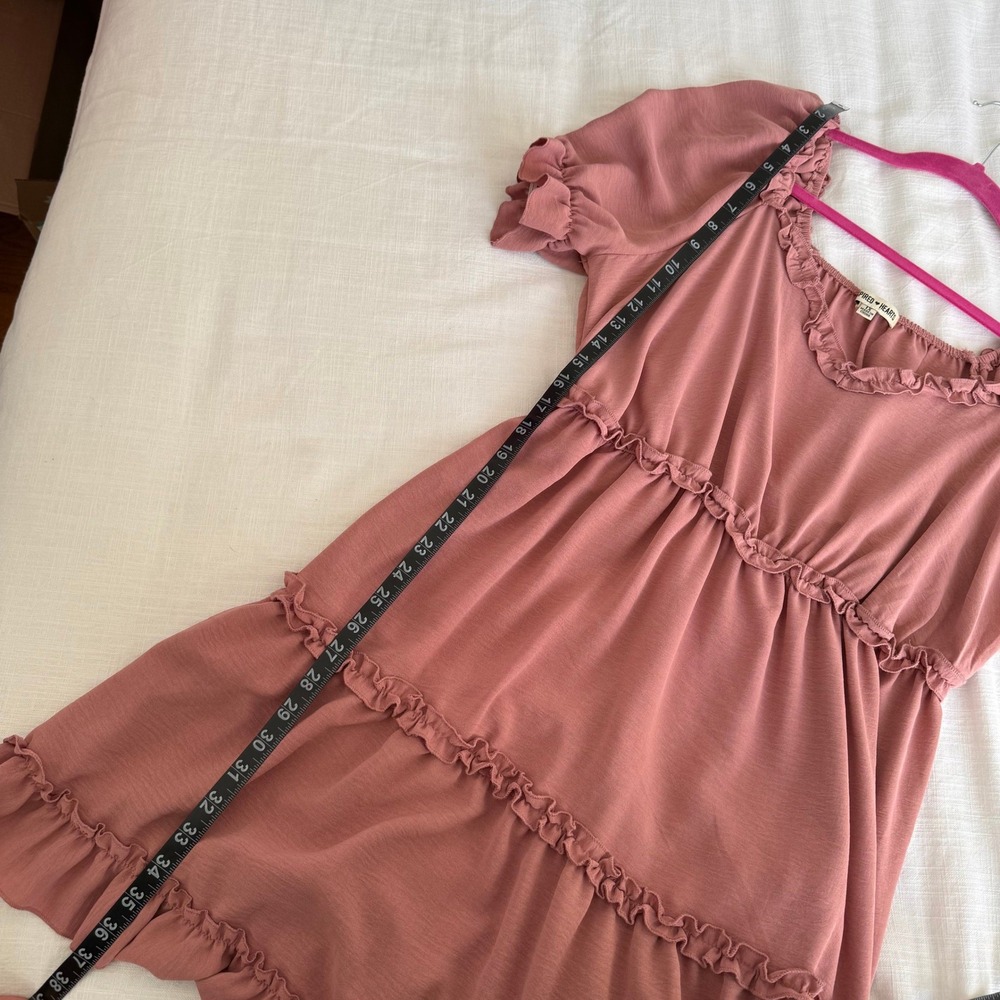 Inspired Hearts Pink Ruffle Square Neck Tiered Dress Plus Size 1X - Picture 7 of 7